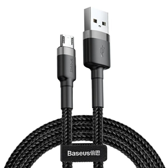 Baseus Cafule Mikro Için 2.4A 1M Usb Kablo Gri+Siyah