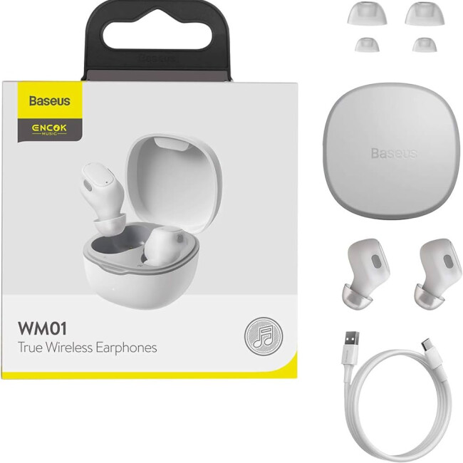 Baseus Encok Wm01 2022 True Wireless Bluetooth Kulaklık-Beyaz