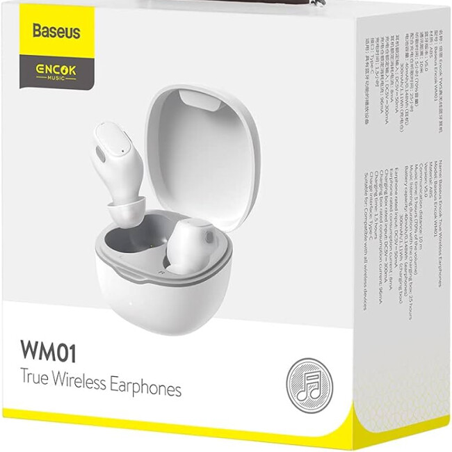 Baseus Encok Wm01 2022 True Wireless Bluetooth Kulaklık-Beyaz